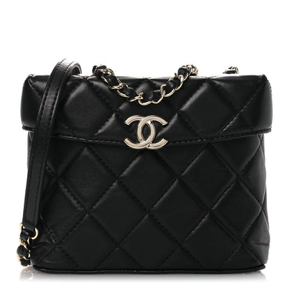 Lambskin Quilted Small Box Bag Black