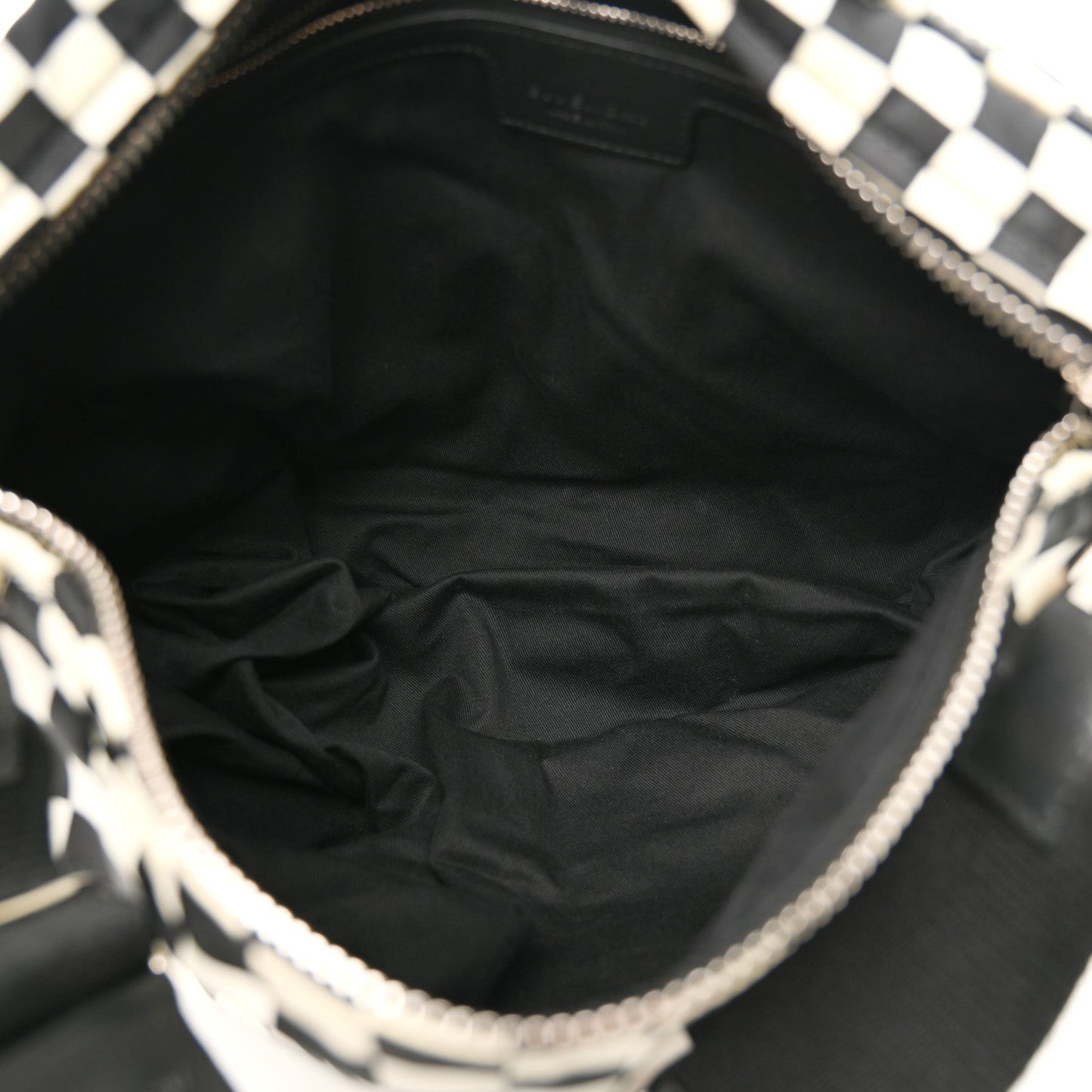 Nylon Checker Print Large Pandora Black White