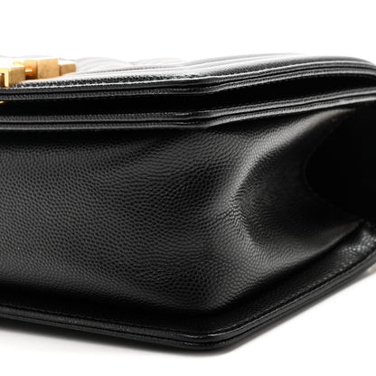 Caviar Quilted Small Boy Flap Black