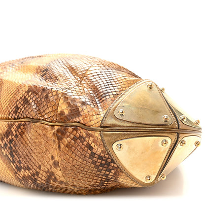 Snakeskin Large Indy Top Handle Hobo Gold