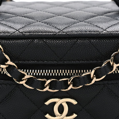 Caviar Quilted Small CC Vanity Case Black Black