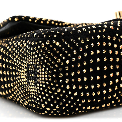 Velvet Strass Evening Flap Bag Black Gold