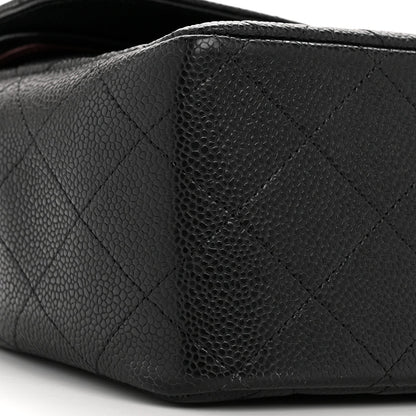 Caviar Quilted Jumbo Double Flap Black
