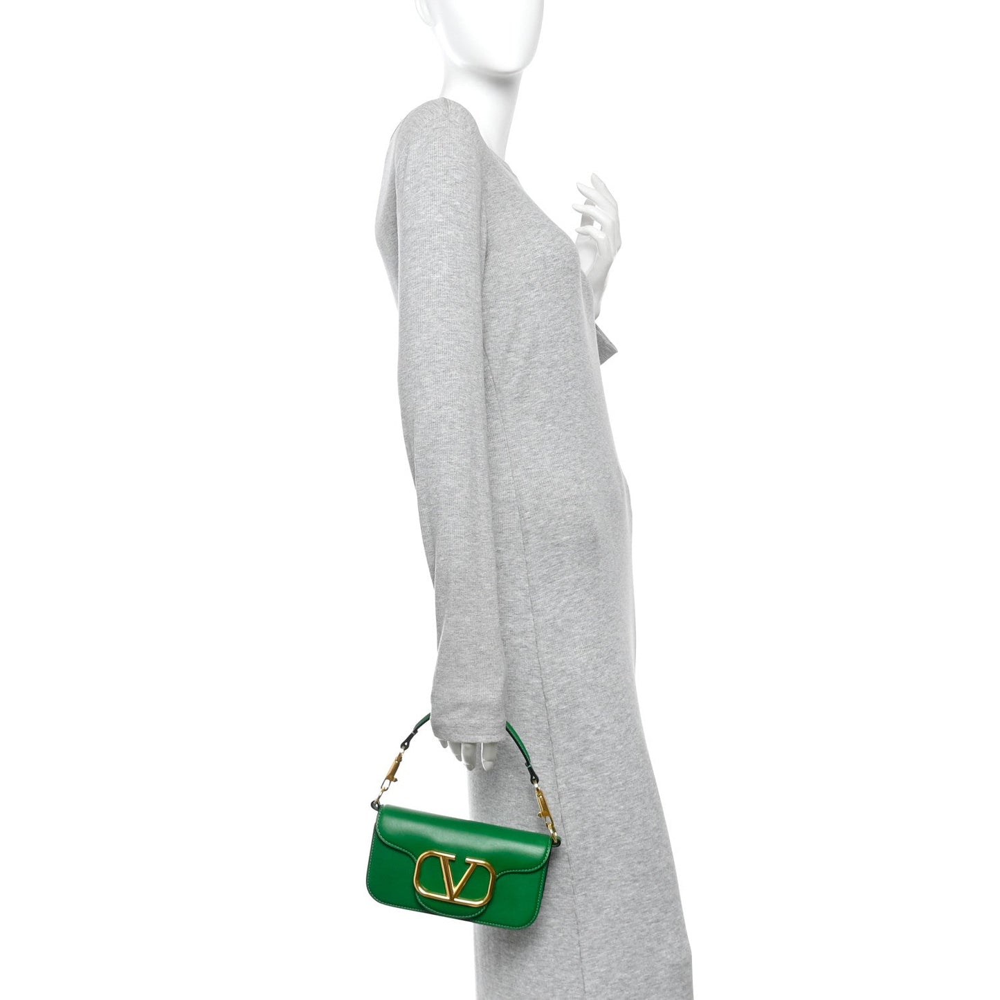 Calfskin Vlogo Small Loco Shoulder Bag Gea Green