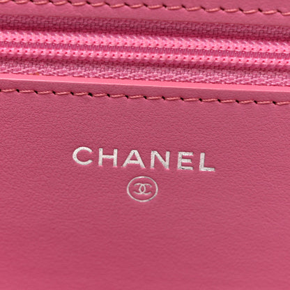 Aged Calfskin Quilted Gabrielle Wallet On Chain WOC Pink
