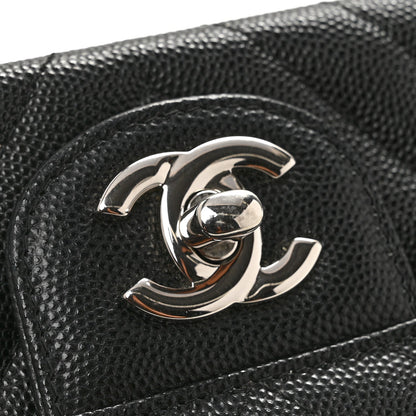 Caviar Chevron Quilted Mini Square Flap Black
