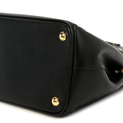 Saffiano Small Galleria Double Zip Tote Black