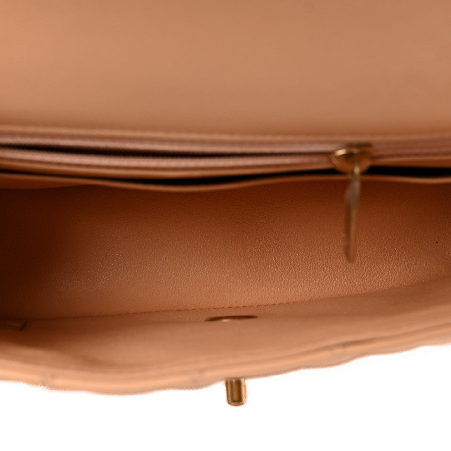 Lambskin Quilted Mini Rectangular Flap Beige