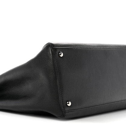 Calfskin Cerf Executive Shopper Tote Black