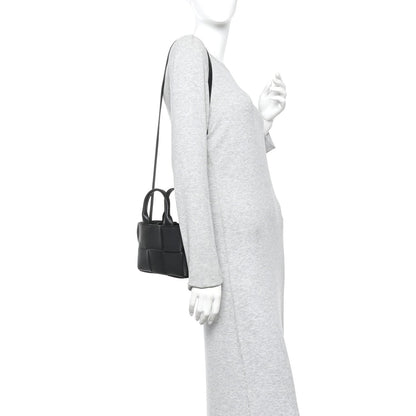 Grained Calfskin Intrecciato Mini Arco Tote Black