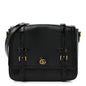 Calfskin Crocodile GG Double Buckle Medium Messenger Bag Black