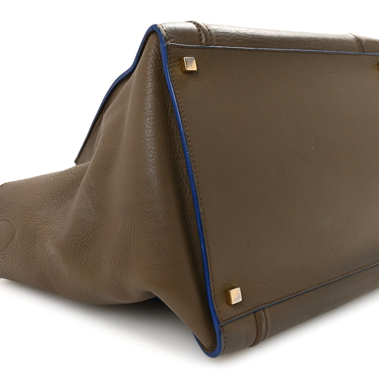 Baby Grained Medium Phantom Luggage Taupe Blue Trim