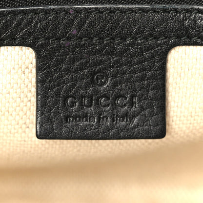 Pebbled Calfskin Medium Soho Flap Crossbody Black