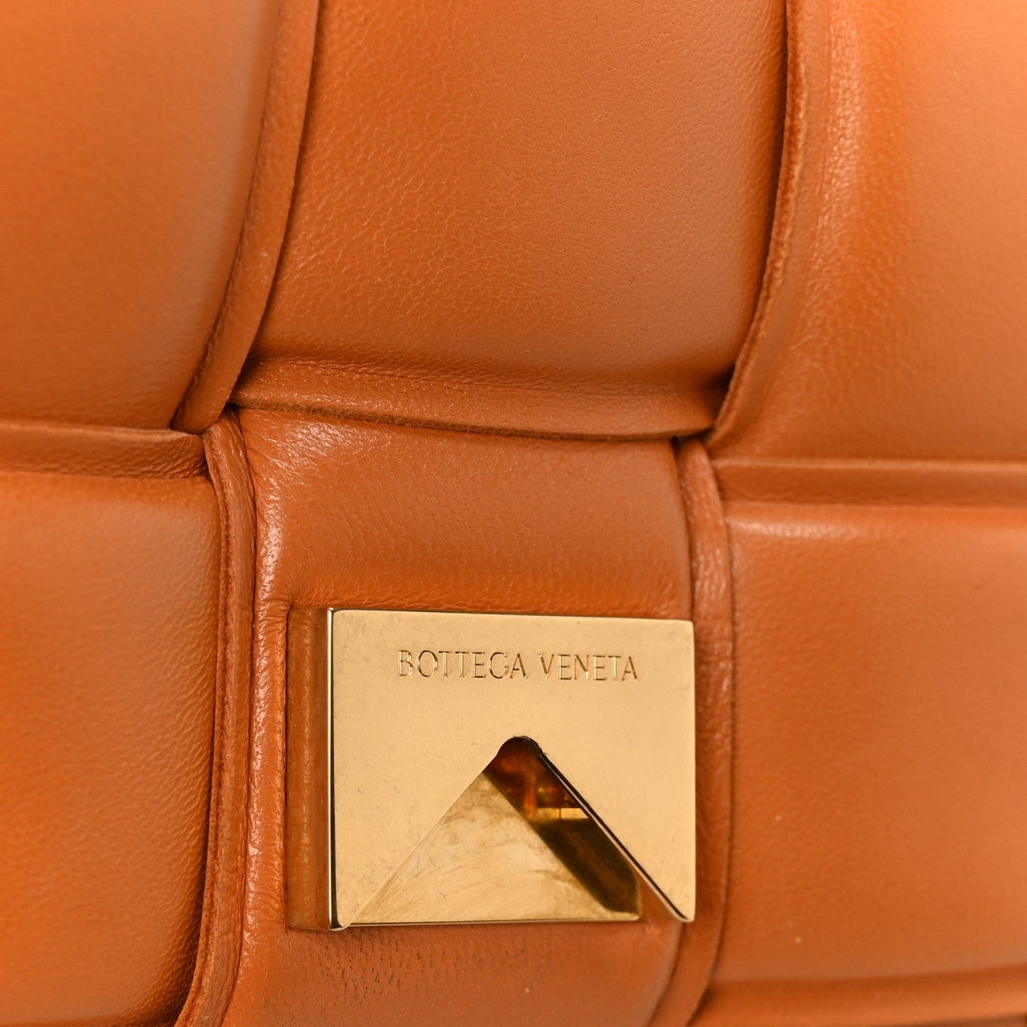 Lambskin Maxi Intreccio Padded Chain Cassette Crossbody Bag Caramel