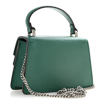 Dollar Calfskin Crystal Mini Dionysus Top Handle Bag Emerald