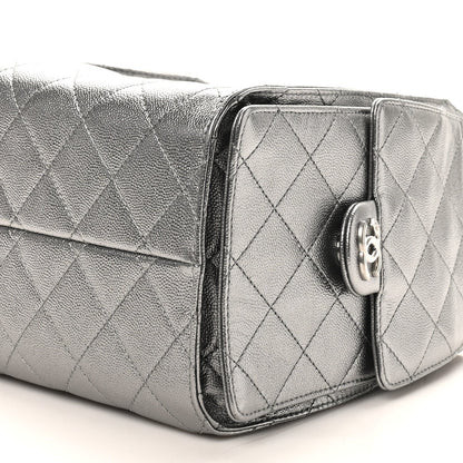 Metallic Caviar Quilted Small Chanel 25 Handbag Anthracite