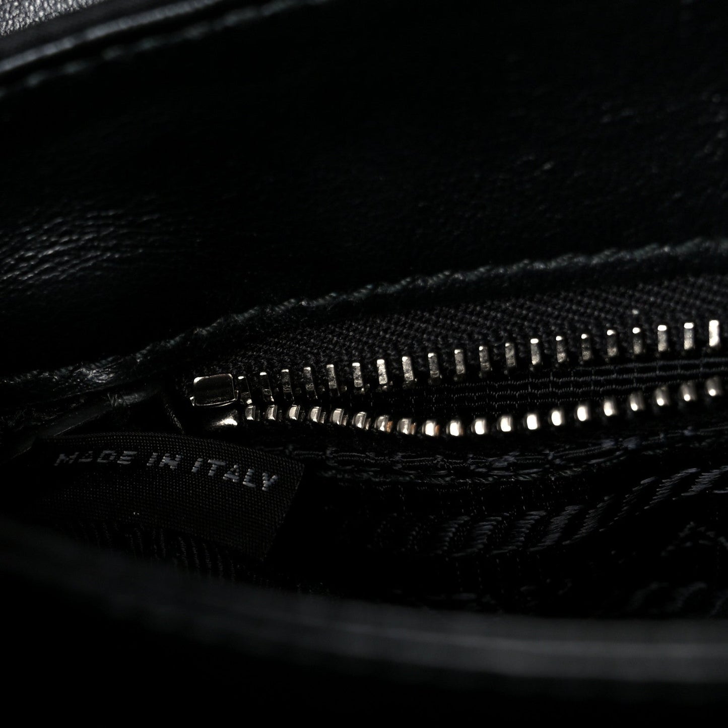 Saffiano Tessuto Nylon Chain Shoulder Bag Black