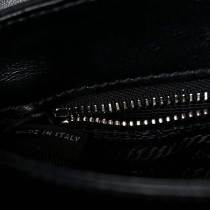 Saffiano Tessuto Nylon Chain Shoulder Bag Black