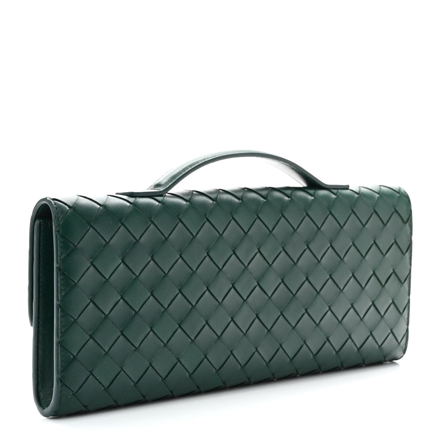 Nappa Intrecciato Long Andiamo Top Handle Clutch Emerald Green