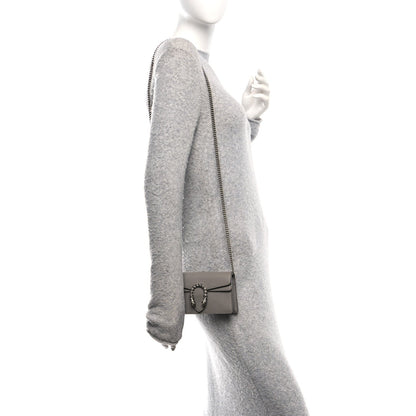 Dollar Calfskin Crystal Super Mini Dionysus Shoulder Bag Dusty Grey Black Diamond