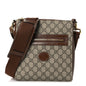 GG Supreme Monogram Azalea Calfskin Retro Interlocking G Flat Messenger Bag Beige Ebony Brown Sugar