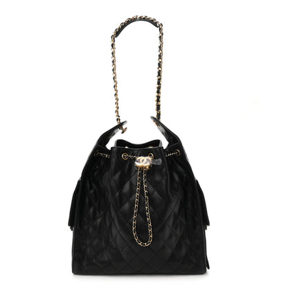 Caviar Quilted Medium Chanel 25 Handbag Black