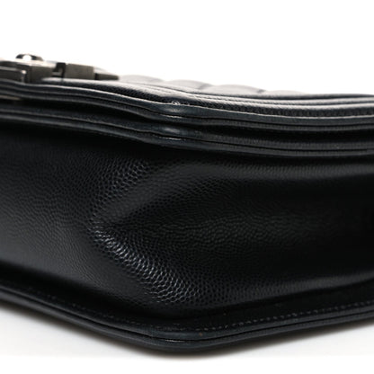 Caviar Quilted Small Boy Flap Black