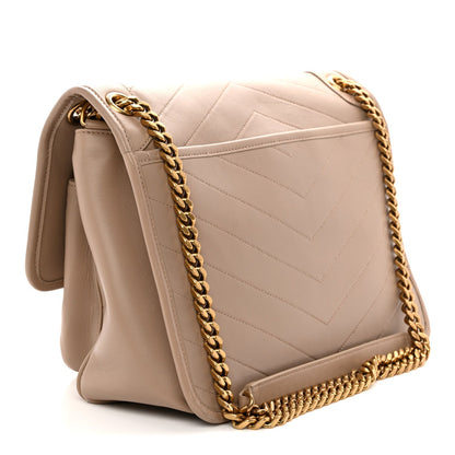 Lambskin Matelasse Monogram Medium Niki Chain Satchel Dark Beige