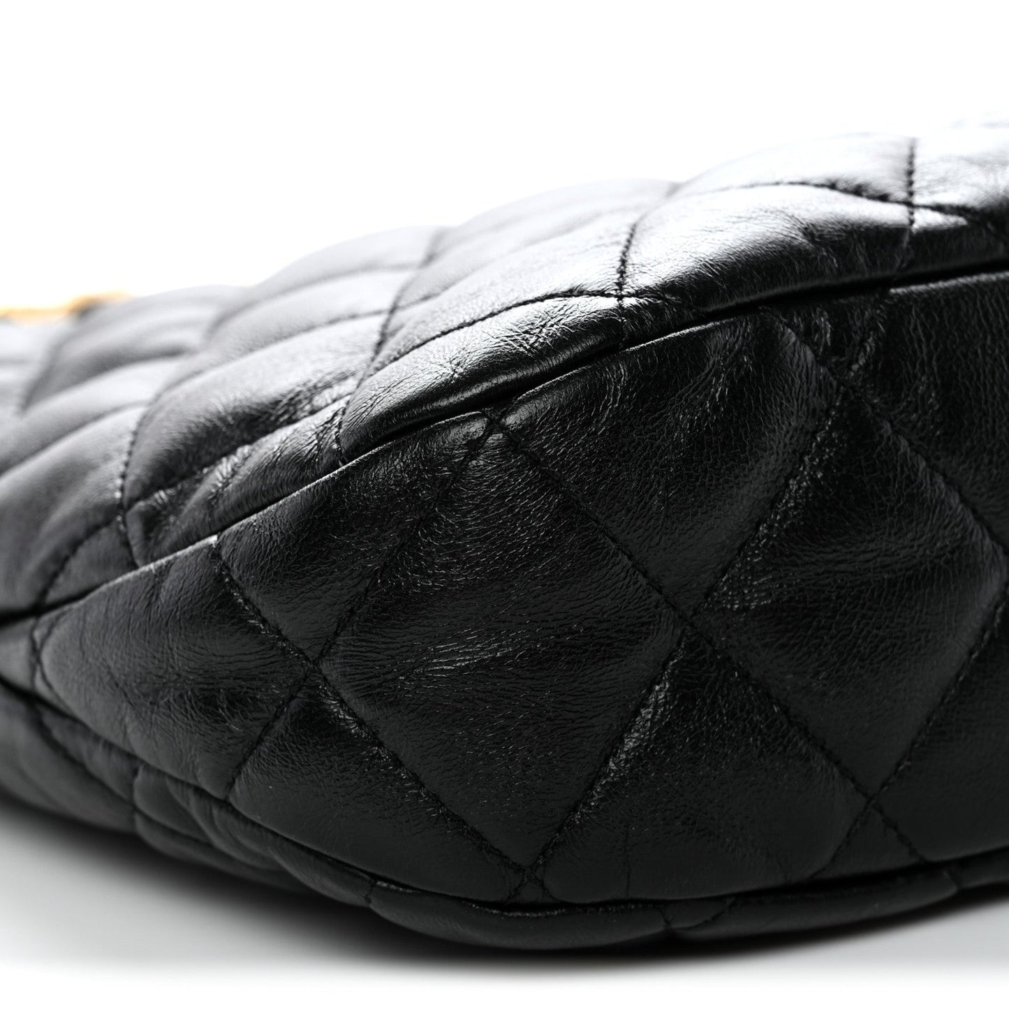 Lambskin Quilted Large CC Links Hobo Black