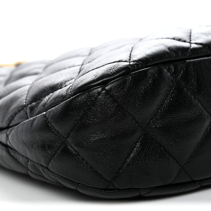 Lambskin Quilted Large CC Links Hobo Black