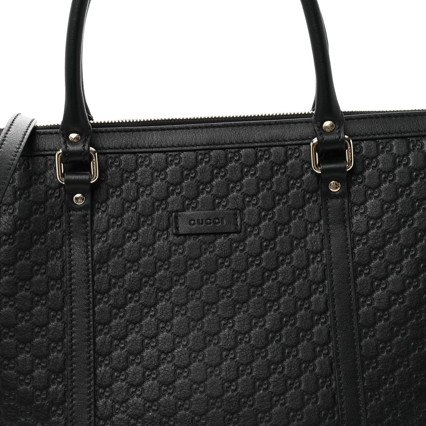 Soft Microguccissima Small Zippered Satchel Black
