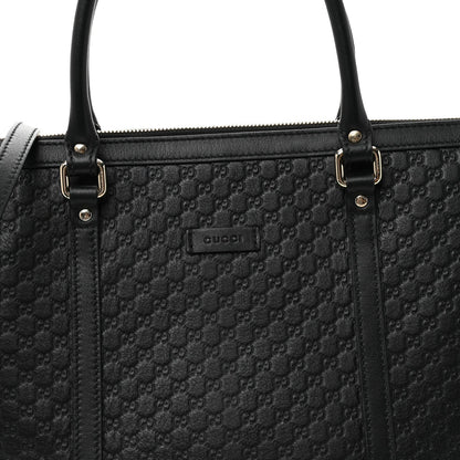Soft Microguccissima Small Zippered Satchel Black