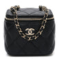 Caviar Quilted Mini Vanity Case With Chain Black