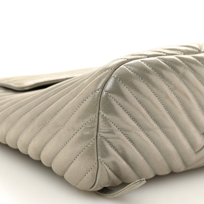 Iridescent Calfskin Chevron Quilted Small Urban Spirit Backpack Silver
