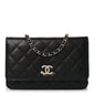 Caviar Quilted Crystal Star Wallet On Chain Black