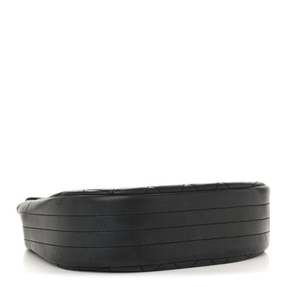 Lambskin Quilted Half Moon Flap Black