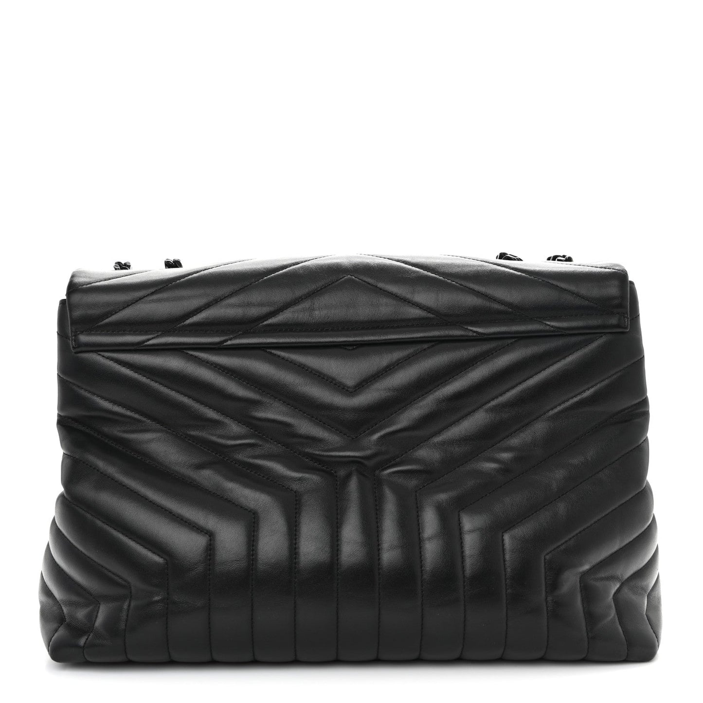 Calfskin Y Quilted Monogram Monochrome Large Loulou Chain Satchel Black