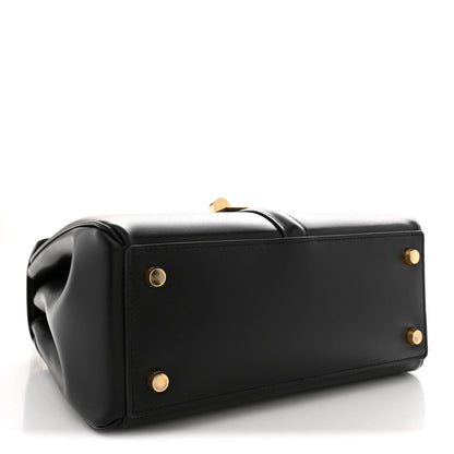 Satinated Calfskin Small 16 Top Handle Bag Black
