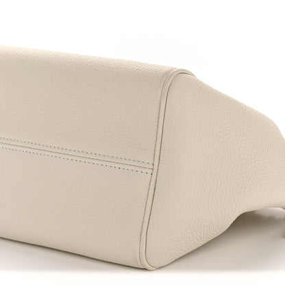 Calfskin Cuir Small Triomphe Cabas Drawstring White
