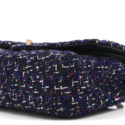 Tweed Quilted Medium Double Flap Dark Purple