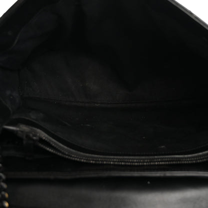 Calfskin Y Quilted Monogram Large Loulou Chain Satchel Black