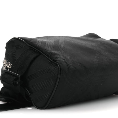 Nylon Jacquard Check Belt Bag Black
