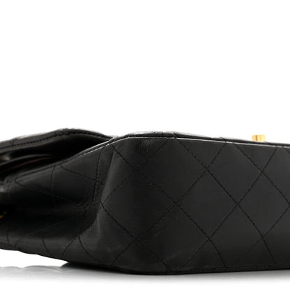 Lambskin Quilted Medium Double Flap Black