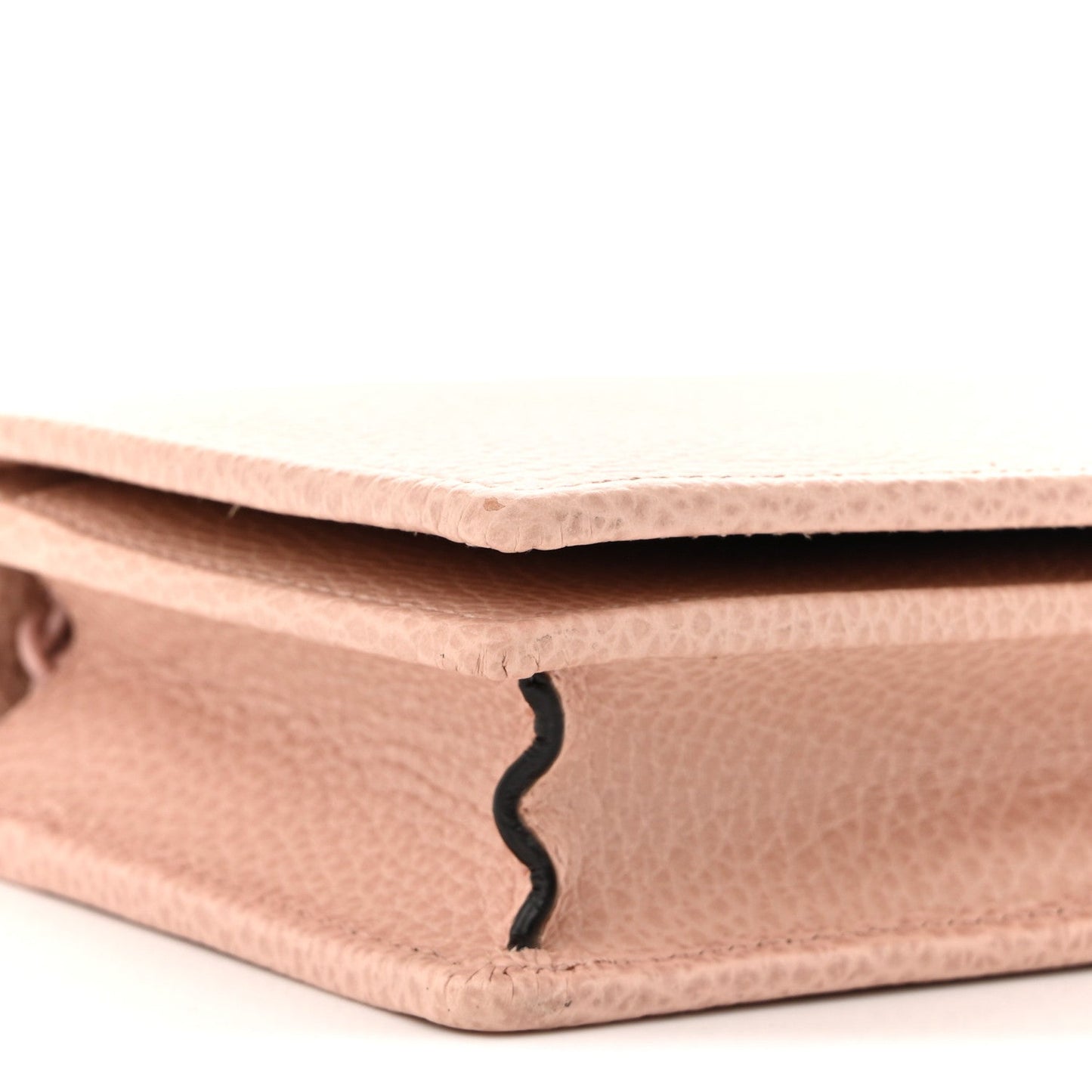 Dollar Calfskin Enamel Monochrome Mini GG Marmont Chain Wallet Perfect Pink