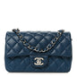 Lambskin Quilted Mini Rectangular Flap Blue