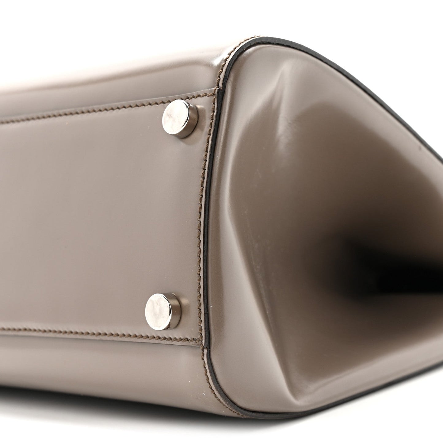 Regent Calfskin Large Lady Lock Flap Top Handle Bag Grey