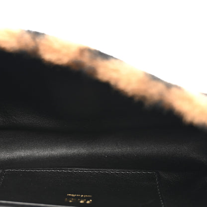 Shearling Vitello Dolce Macro FF 1974 Mini Baguette Tobacco Black