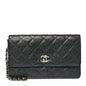 Iridescent Caviar Quilted Classic Pouch Clutch Black
