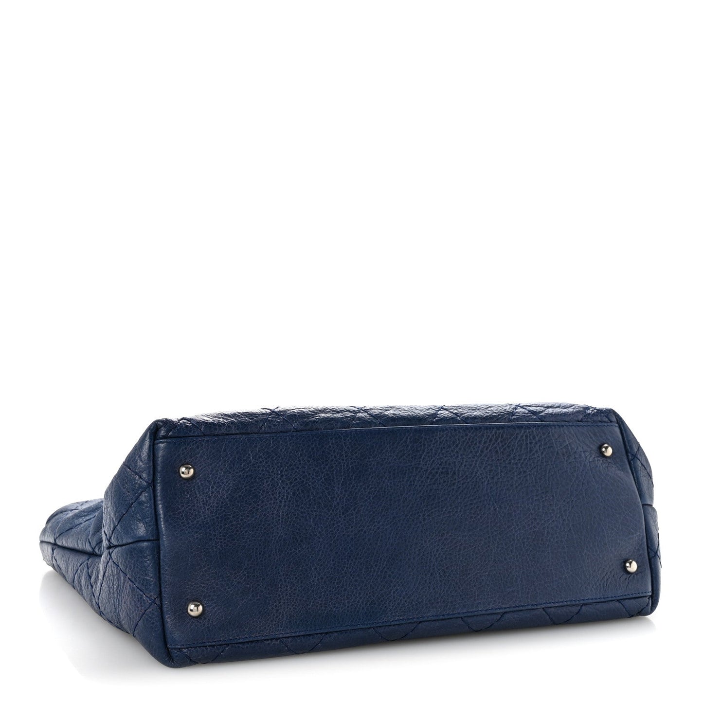 Glazed Calfskin Large On The Road Tote Dark Blue