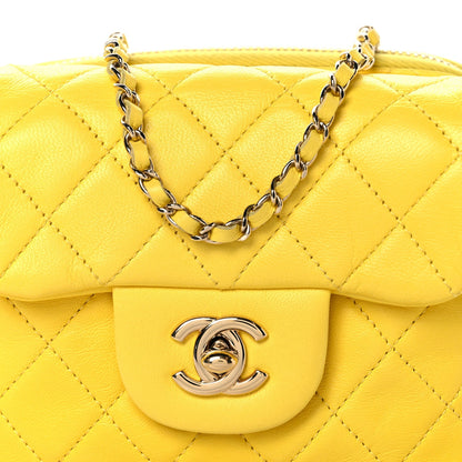 Lambskin Quilted New Mini Flap Yellow
